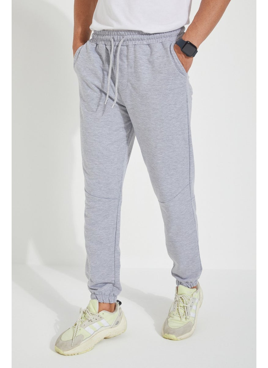 Men's Regular Fit Elastic Leg Waist Elastic Stitch Detailed Sweatpants