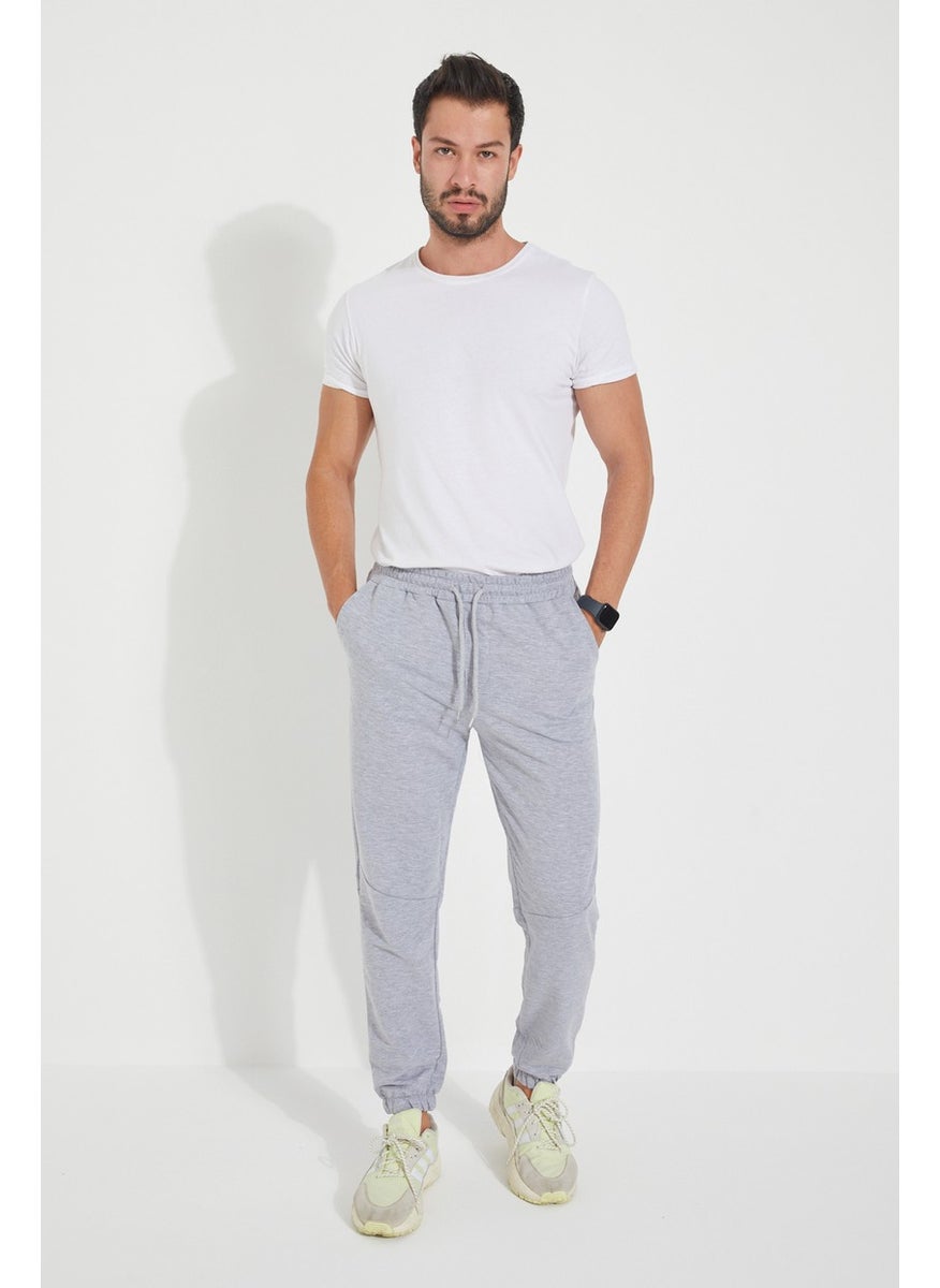 Men's Regular Fit Elastic Leg Waist Elastic Stitch Detailed Sweatpants