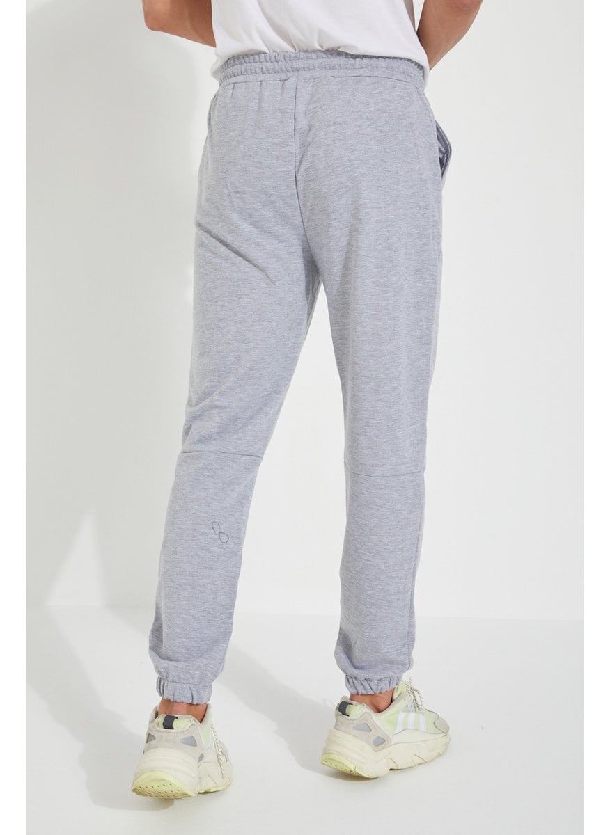 Men's Regular Fit Elastic Leg Waist Elastic Stitch Detailed Sweatpants