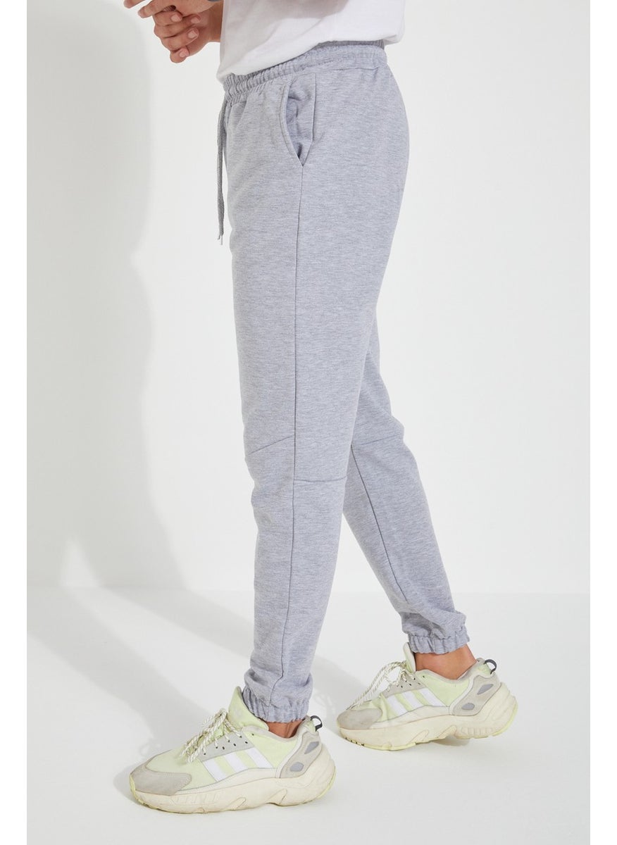Men's Regular Fit Elastic Leg Waist Elastic Stitch Detailed Sweatpants