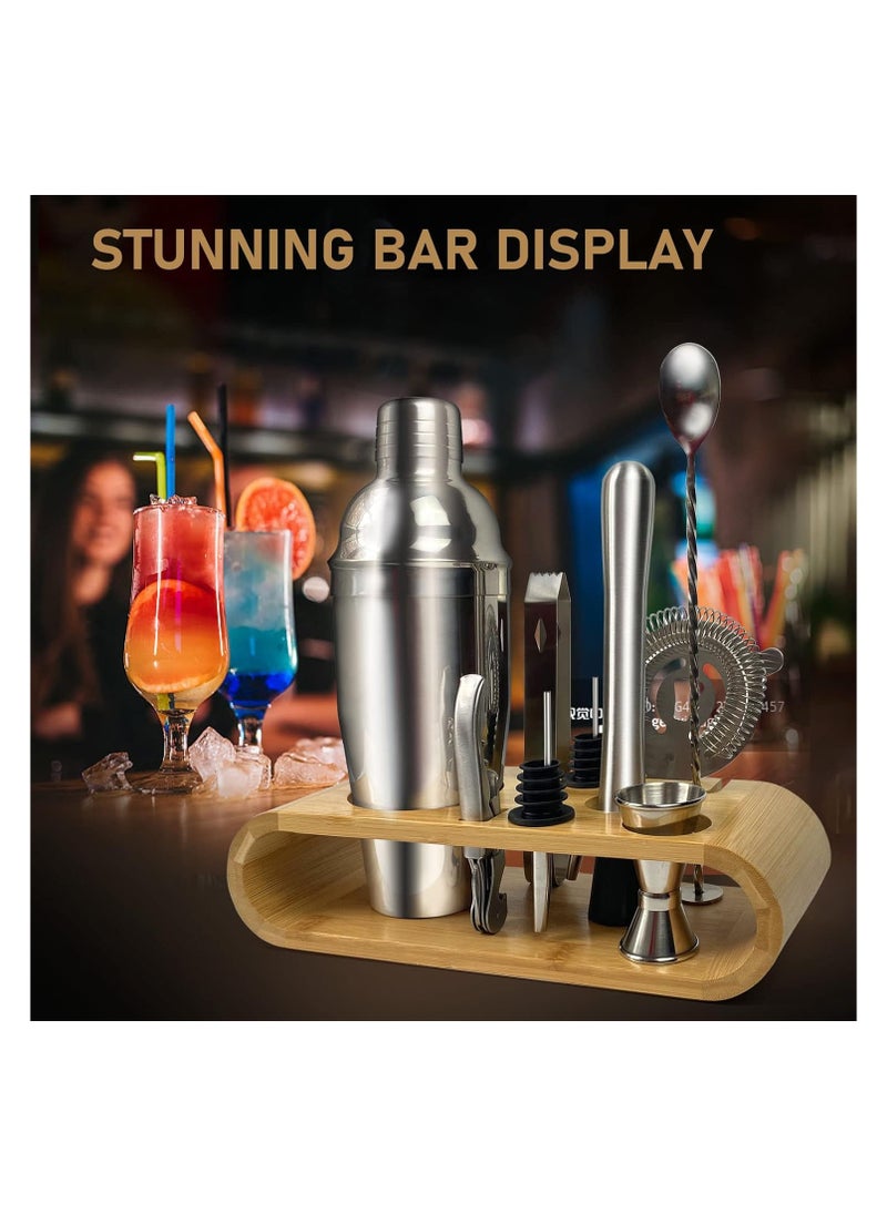 Cocktail Shaker Set With Stand Silver/Brown