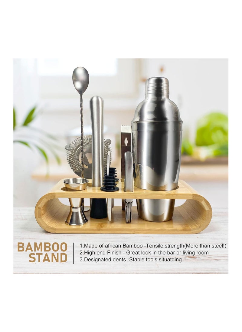 Cocktail Shaker Set With Stand Silver/Brown