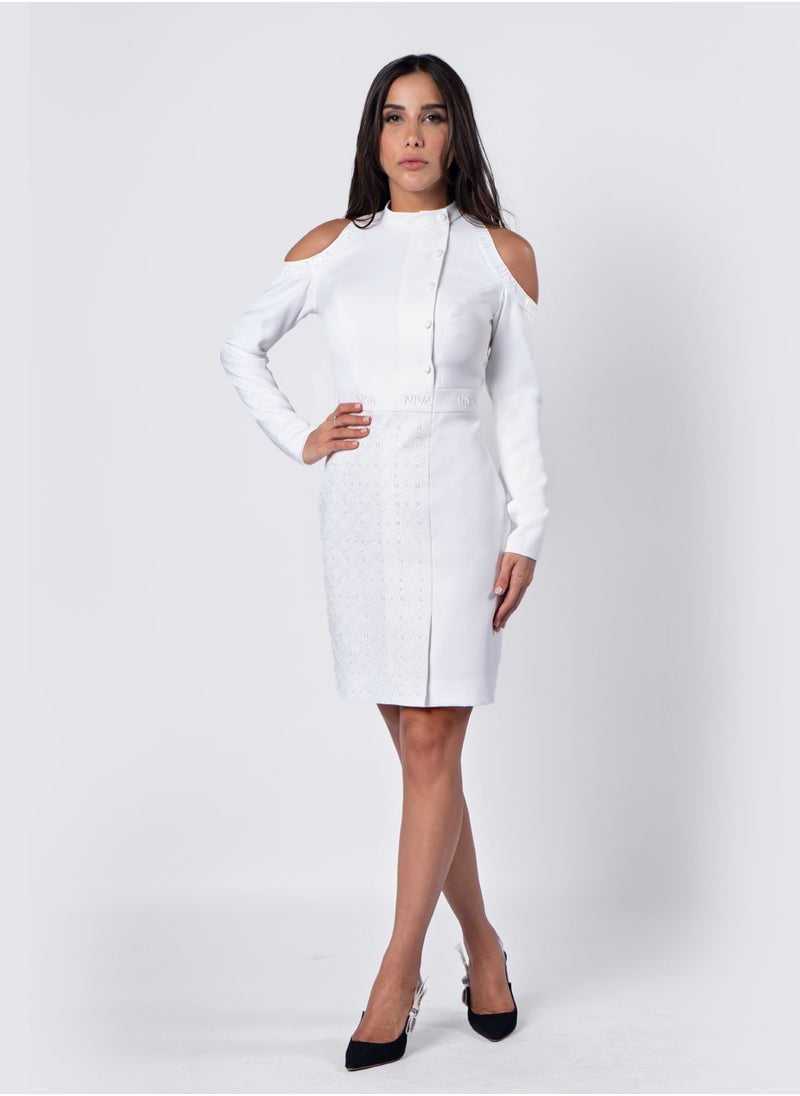 Niva Embellished Cold Shoulder Dress