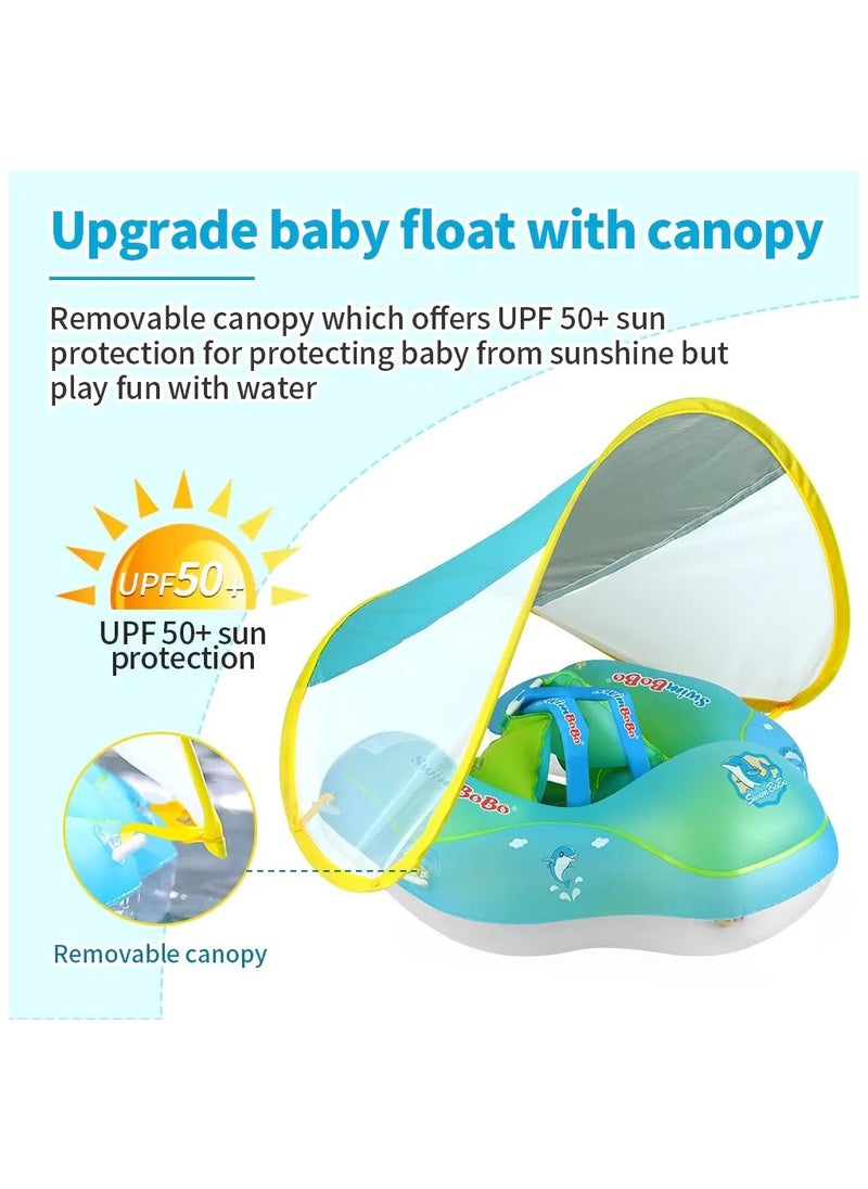 Baby Swimming Float with Canopy Inflatable Infant Floating Ring Kids Swim Pool Accessories Circle Bathing Summer Toys