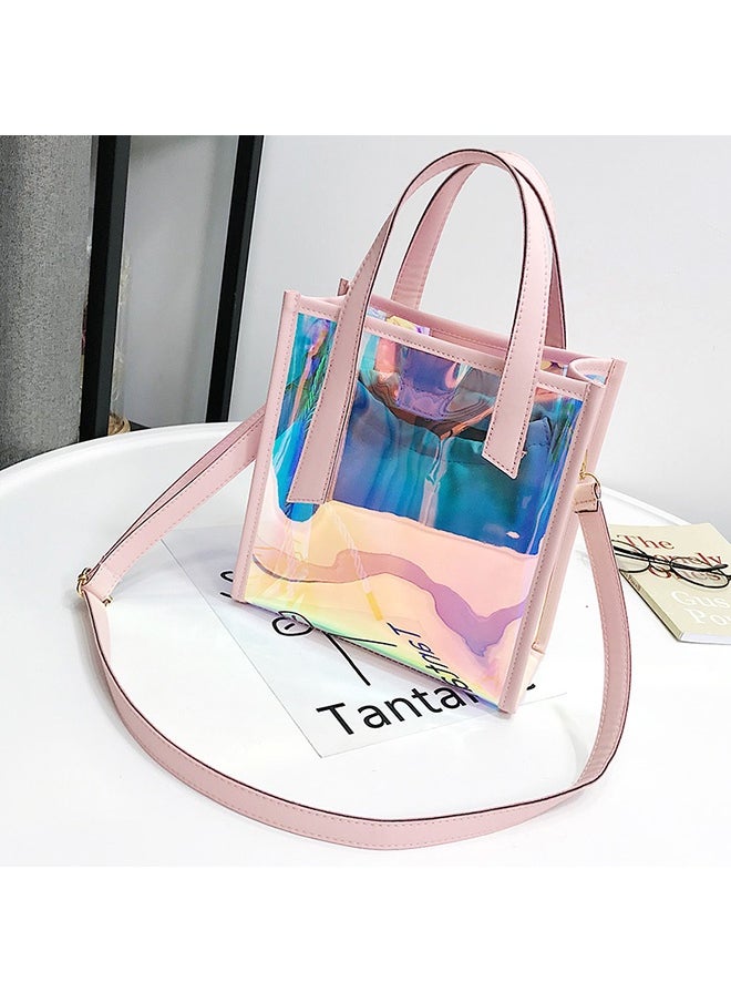 Transparent Laser Bag Shopper Hologram Pvc Shoulder Crossbody Bag Pink/Blue