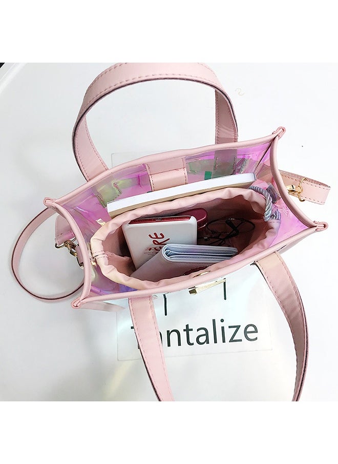 Transparent Laser Bag Shopper Hologram Pvc Shoulder Crossbody Bag Pink/Blue