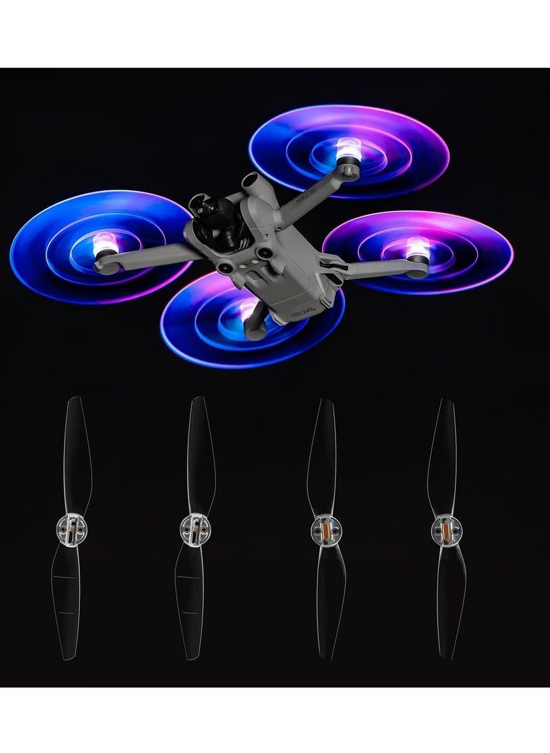 LED Propellers for DJI Mini 3 / Mini 3 Pro/Mini 4 Pro Propellers LED Lights Replacement Prop Blades Low Noise Accessories for DJI Mini 3 Series Drone (2 Pairs)