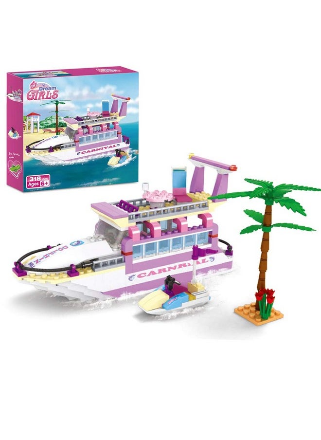 Dream Girls Cruise Ship Building Toys Playset Creative Friends Yacht Building Sets 318 Pieces Girls City Boat Model Building Kit Christmas Birthday Gift For Kids Age 6 12