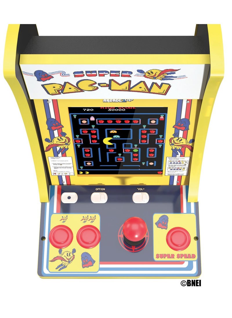 Arcade1Up Super Pac-Man Counter Cades with Lit Marquee and Headphone Jack