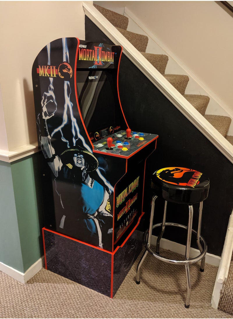 Arcade1Up Mortal Kombat with Light-up Marquee, stool and Riser - Bundle