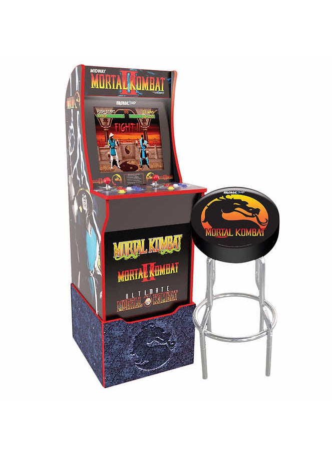 Arcade1Up Mortal Kombat with Light-up Marquee, stool and Riser - Bundle