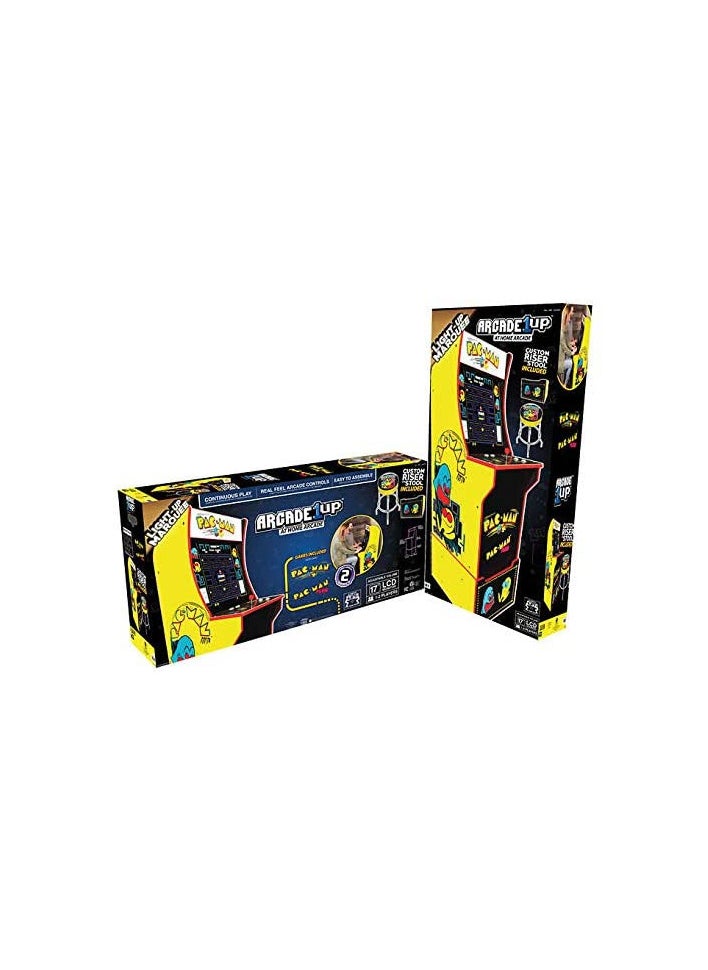 Arcade1Up Pac-man with Light-up Marquee, stool and Riser - Bundle