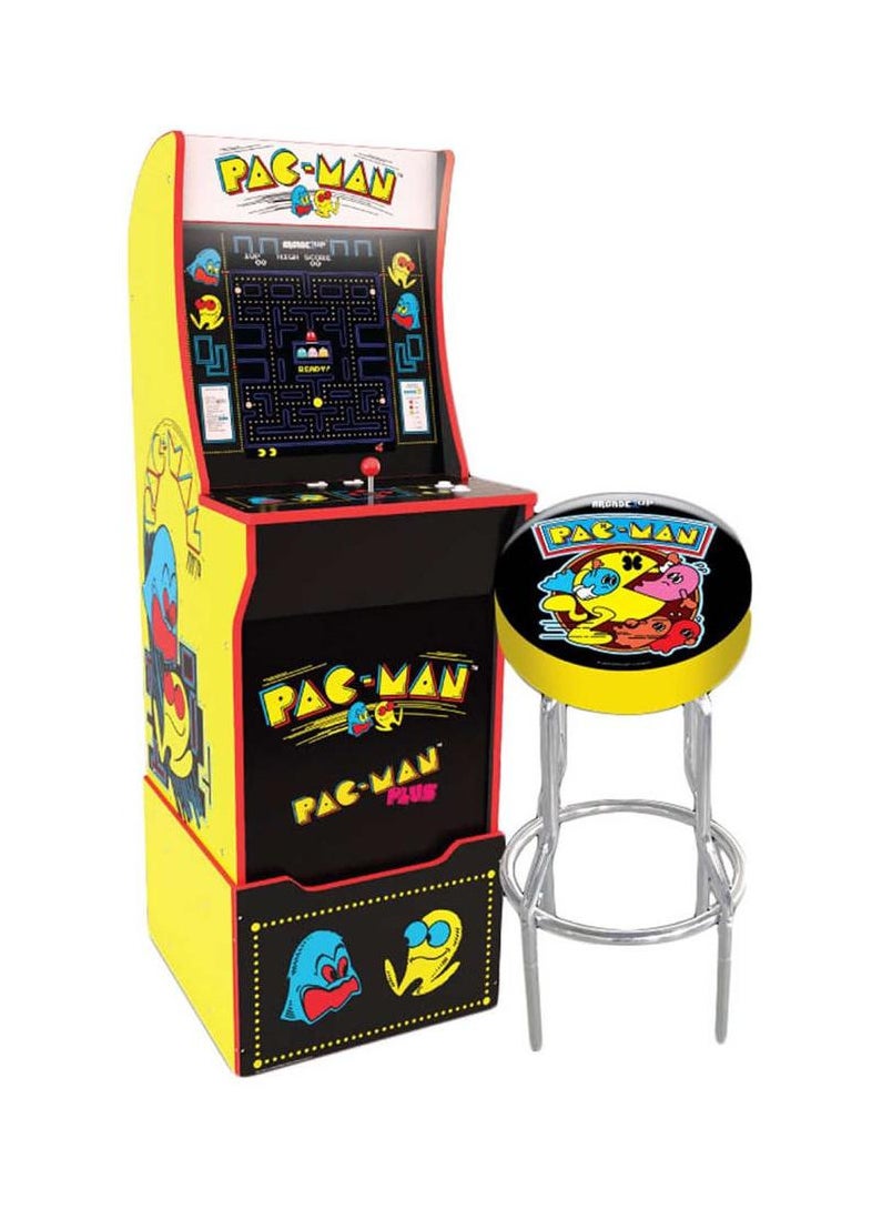 Arcade1Up Pac-man with Light-up Marquee, stool and Riser - Bundle