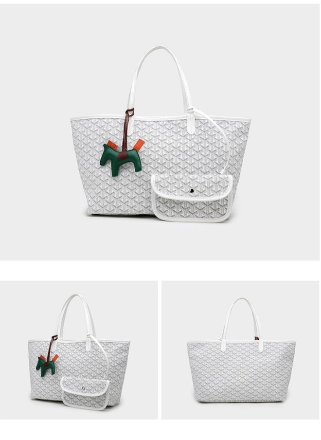 Printed Shopper Tote White Pendants Random