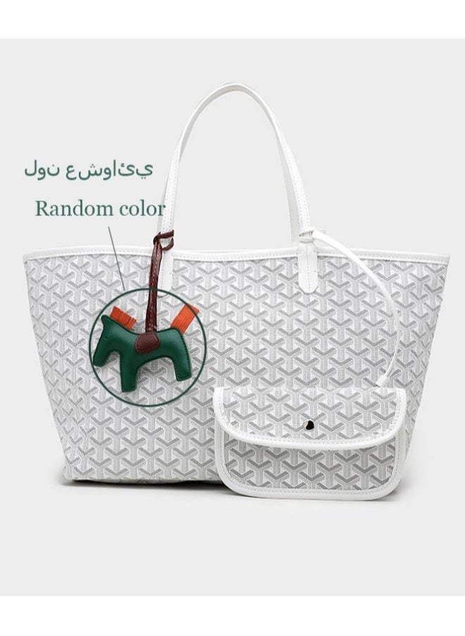 Printed Shopper Tote White Pendants Random