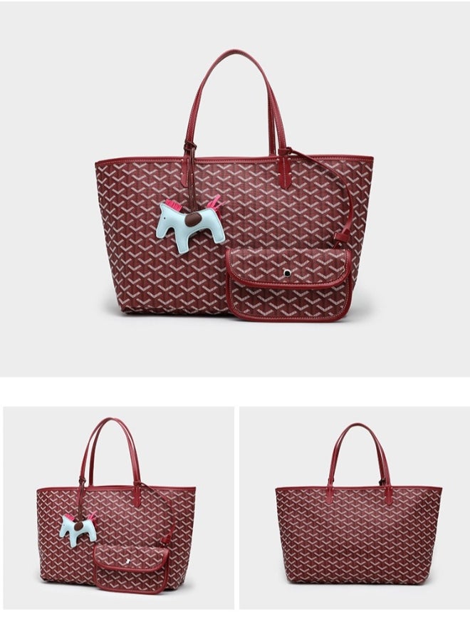 Printed Shopper Tote Red Pony Pendants Random