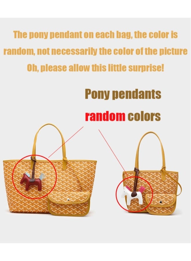 Printed Shopper Tote Red Pony Pendants Random