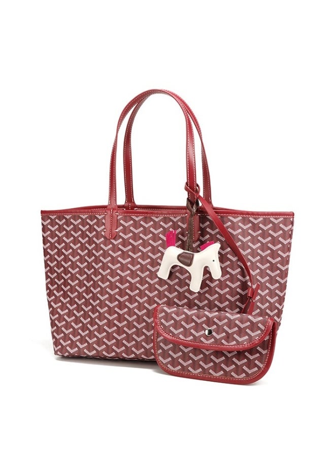 Printed Shopper Tote Red Pony Pendants Random