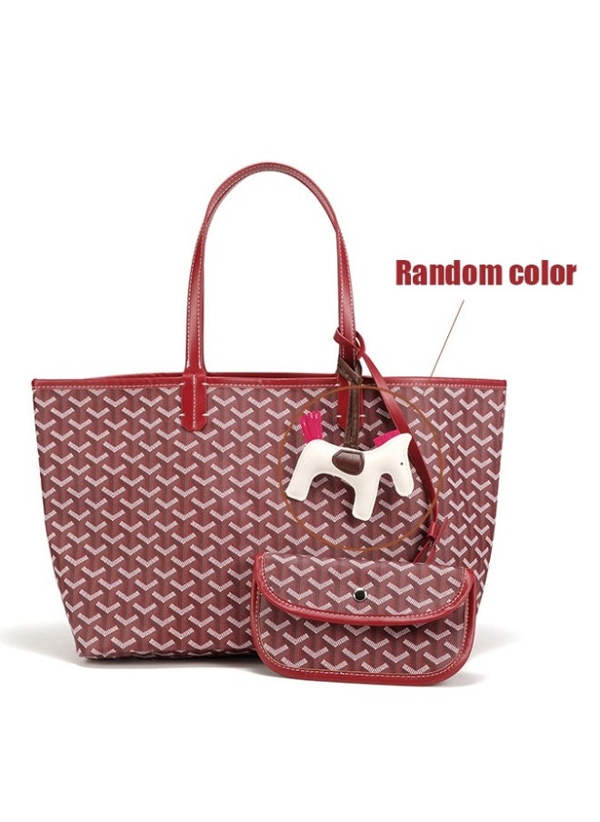 Printed Shopper Tote Red Pony Pendants Random