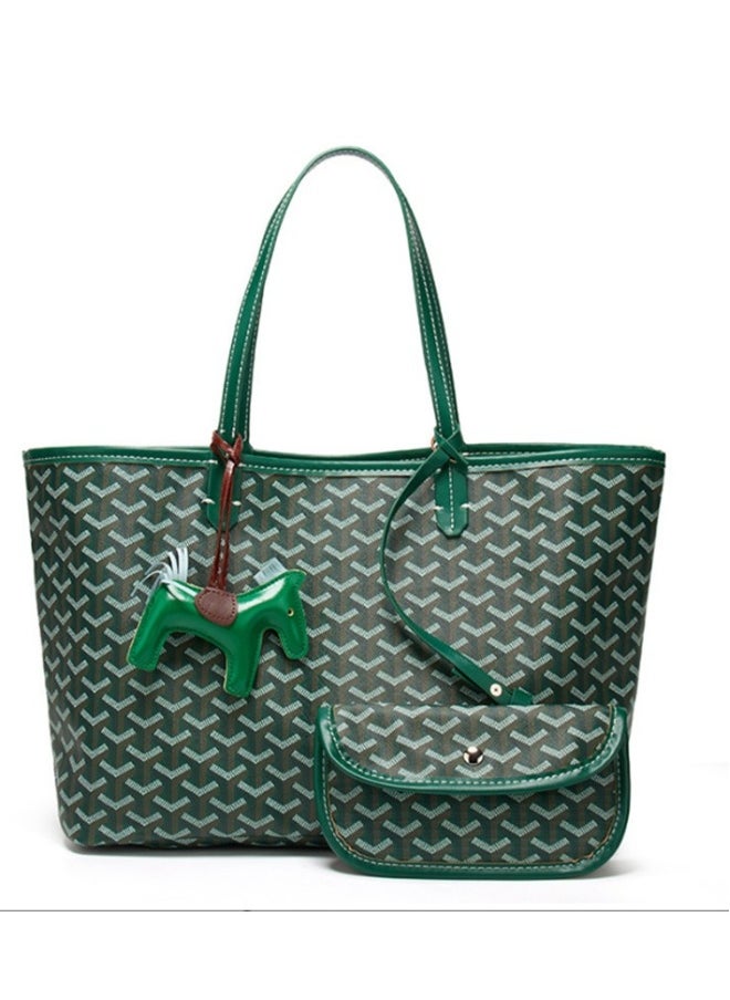 Printed Shopper Tote Green Pendants Random