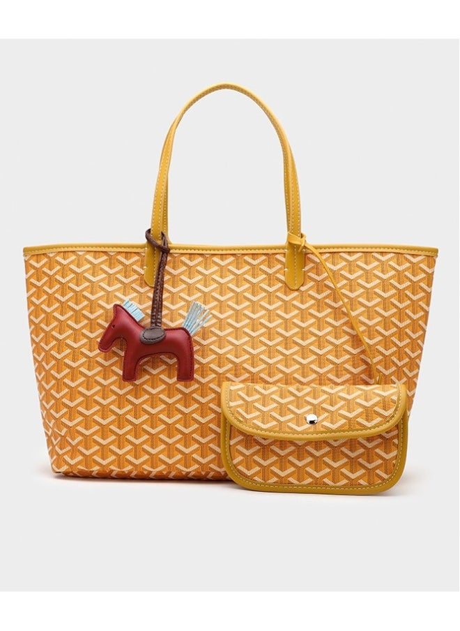 Printed Shopper Tote Yellow Pendants Random