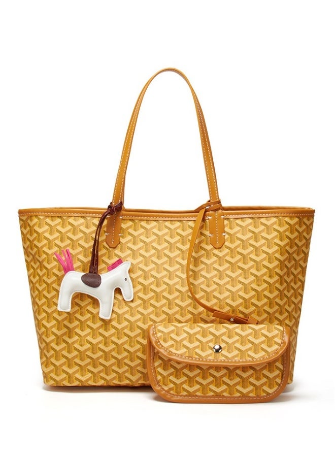 Printed Shopper Tote Yellow Pendants Random