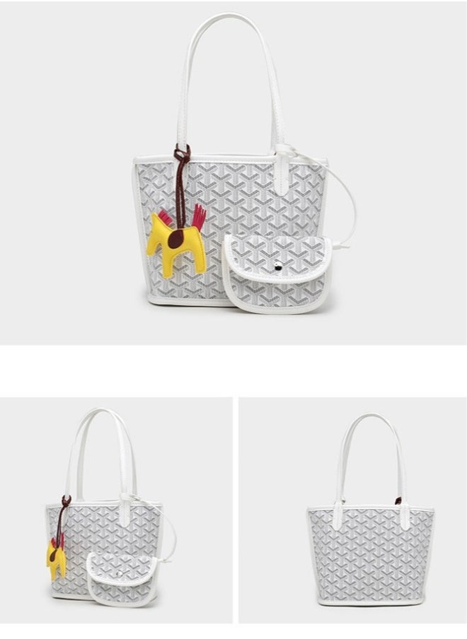 Printed Shopper Small Tote White Pendants Random