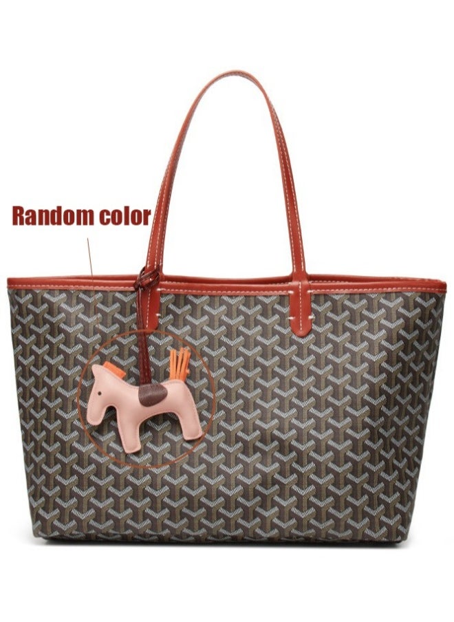 Printed Shopper Tote Brown Pendants Random