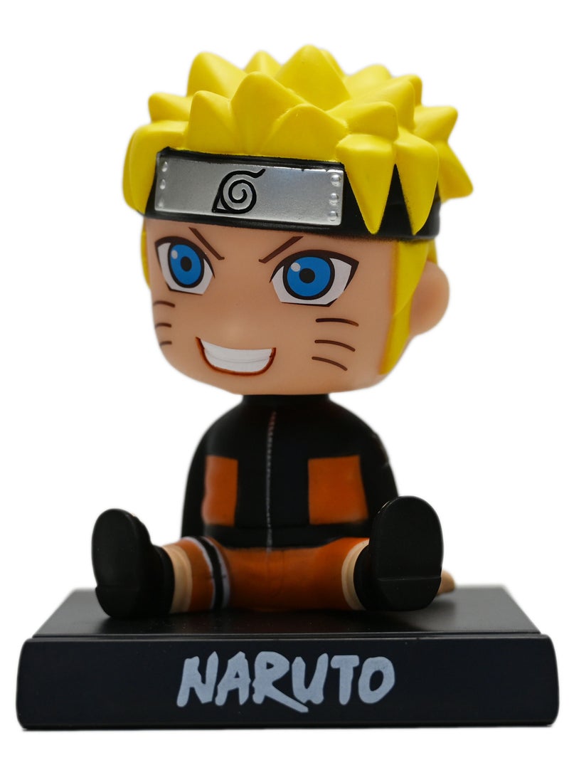 Super Hero Naruto Human Mode Action Figure Limited Edition Bobblehead with Mobile Holder for Car Dashboard, Office Desk & Study Table Anime Hero Bobblehead Mobile Phone Holder Car Decorations