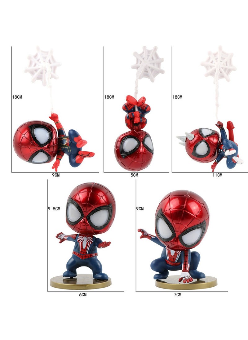 5-Piece Spider-Man Action Figures Sets , Anime Cartoon Small Figurines Toys, Collectible Ornaments for Birthday Holiday Party Favors Supplies, Cake Cupcake Toppers, Car, Micro Landscape