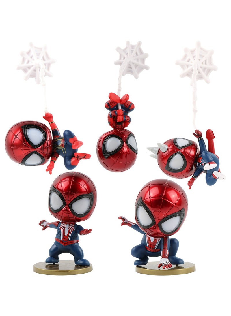 5-Piece Spider-Man Action Figures Sets , Anime Cartoon Small Figurines Toys, Collectible Ornaments for Birthday Holiday Party Favors Supplies, Cake Cupcake Toppers, Car, Micro Landscape