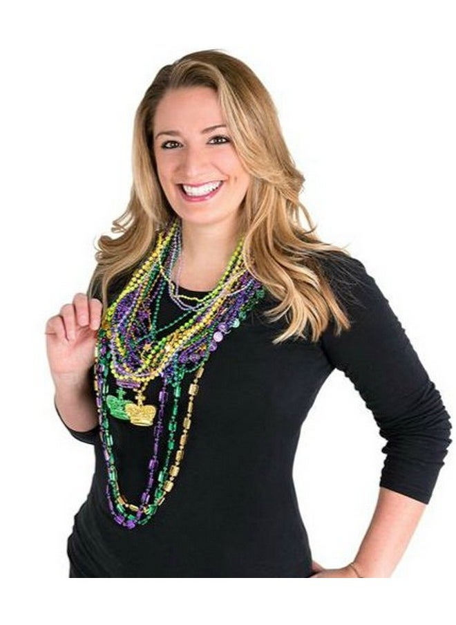 100 Pcs Mardi Gras Metallic Bead Necklaces For Party Favors, Mardi Gras Party, New Year Parade, St Patrick Day Celebrations, Christmas Decorations, Tailgating Party, Gaysby Themed Party