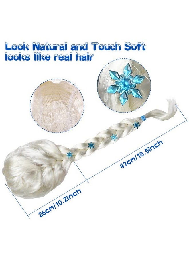 10Pcs Frozen Elsa Costume Dress For Girls Kids Toddler Princess Dress Up Clothes For Little Girls With Elsa Accessories Gloves Crown Wands Wig Necklace For 5-6T Kids Christmas Birthday Party