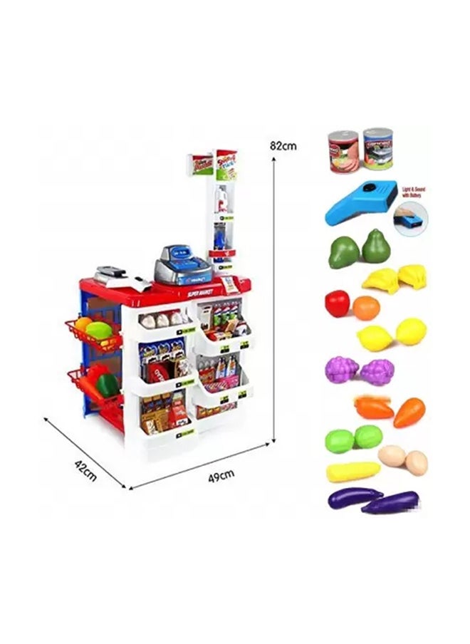 Home Pretend Supermarket Accessories With Trolley Role Play Set Toy For Kids 48x87x52cm