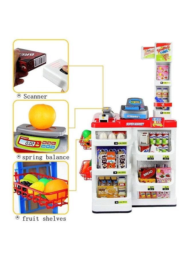 Home Pretend Supermarket Accessories With Trolley Role Play Set Toy For Kids 48x87x52cm