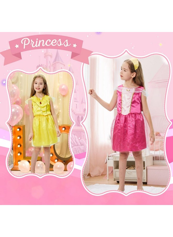 Princess Dress Up Clothes For Little Girls Dress Up Trunk Set Elsa Mermaid Snow Princess Belle Sleeping Beauty Pretend Play Costume Halloween Christmas Birthday Gift For Toddler Girls Age 3 6