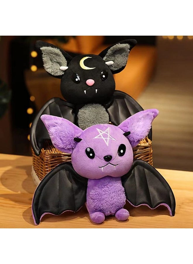 Bat Plush Stuffed Animal Toys,Halloween Black Bat Decor Soft Hugging Plush Doll Toy Gifts,For Kids Birthday, Halloween, Christmas (Black,11.8Inch)