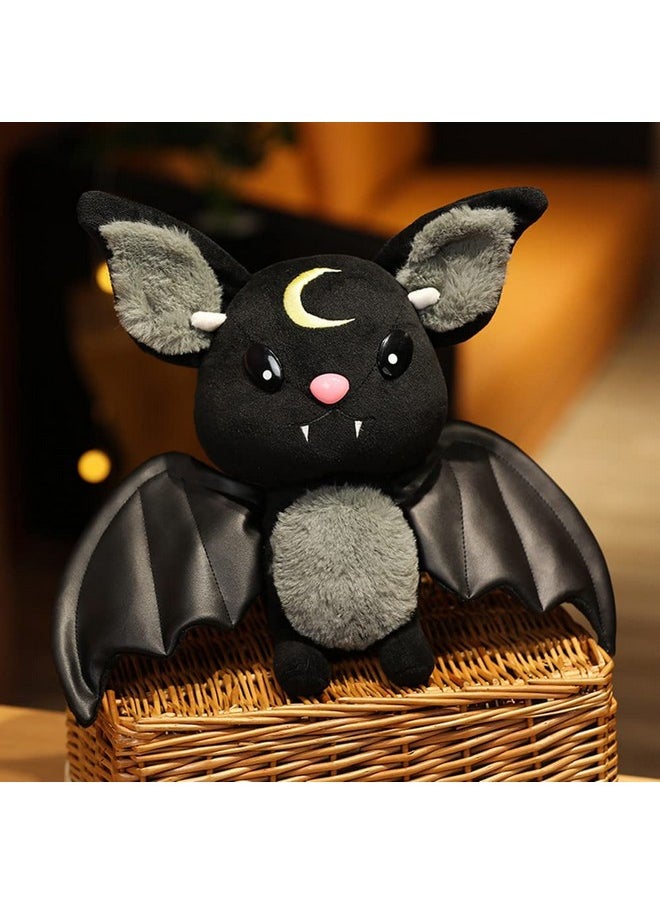Bat Plush Stuffed Animal Toys,Halloween Black Bat Decor Soft Hugging Plush Doll Toy Gifts,For Kids Birthday, Halloween, Christmas (Black,11.8Inch)