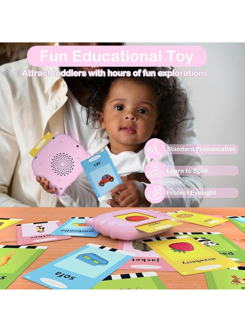 Arabic English Learning Toys,510 Words Baby Talking Flash Cards, Preschool Learning Toy for Toddlers, Speech Therapy Montessori Toys for 3-6 Year Old Boys Girls Birthday Gifts(Pink)