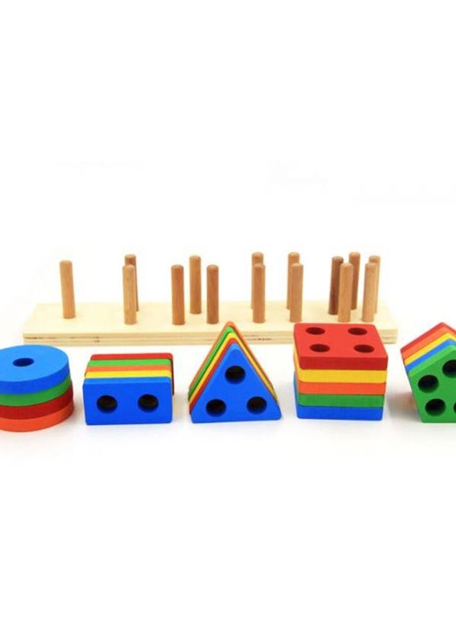 Wooden Geometric Shape Stacking Blocks Multicolored Toy For Upto 12 Months 37x7.5x8cm