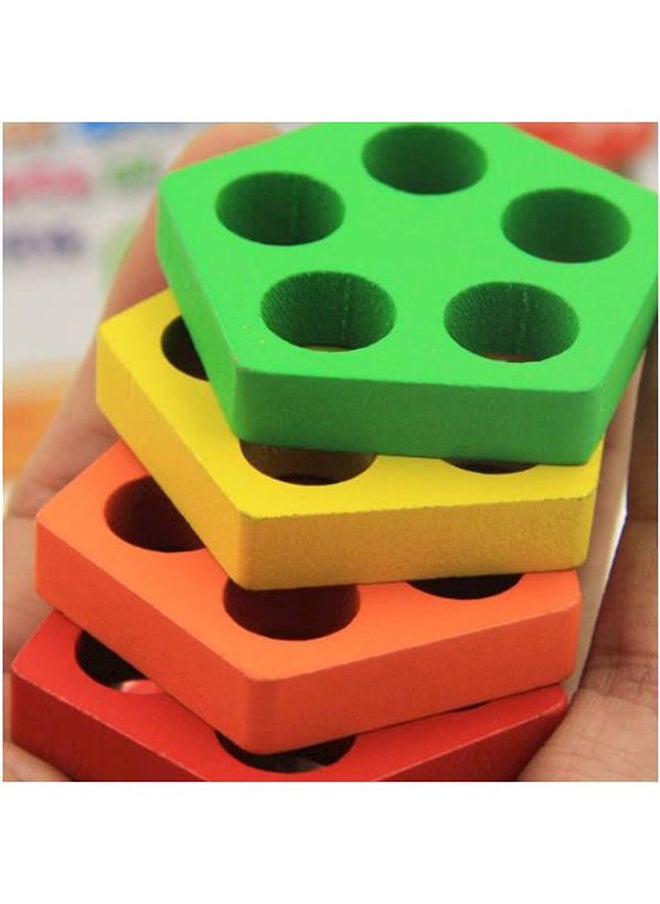 Wooden Geometric Shape Stacking Blocks Multicolored Toy For Upto 12 Months 37x7.5x8cm