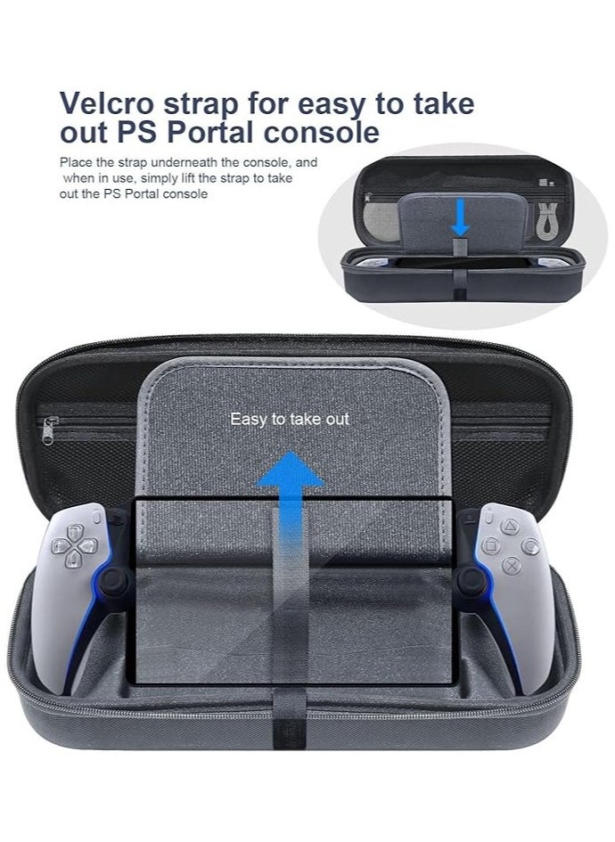 PS5 Portal Handheld Storage Bag, Shockproof EVA Hard Case, Portable Carrying Case with Handle for PlayStation Portal, Game Console Organizer, Compression-Resistant Cover for PS5 Portal & Accessories