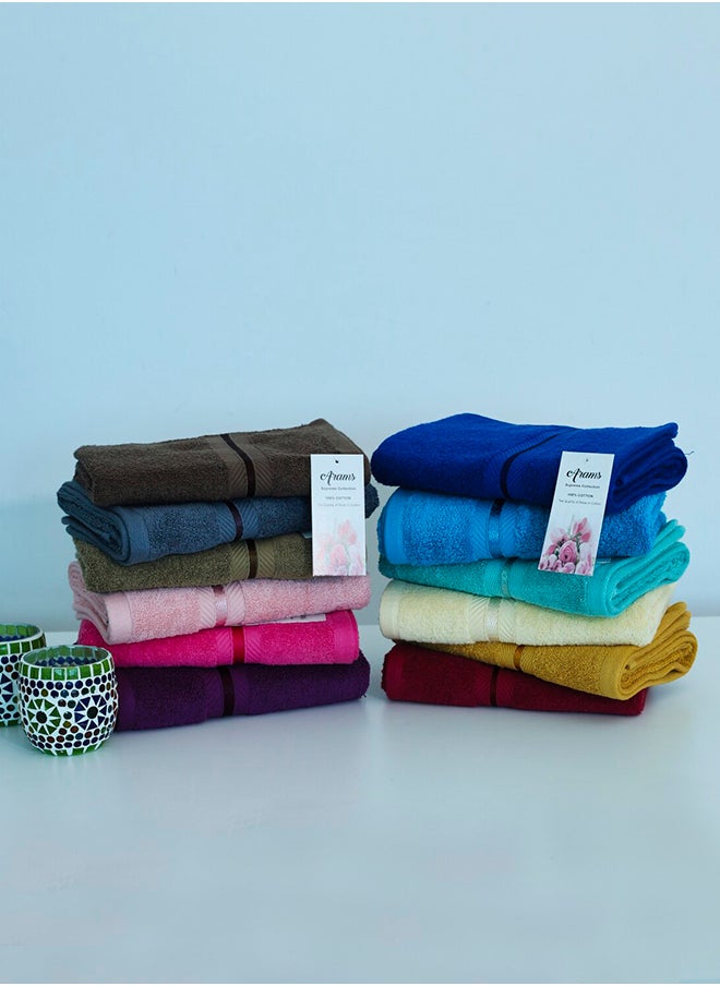 12-Piece Dyed Mix Color Hand Towel Set - 50x100 cm, 100% Cotton, Vibrant and Stylish