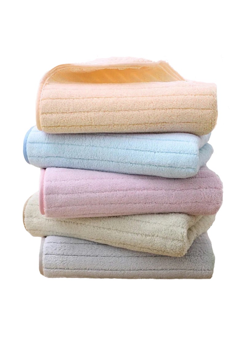 5 piece Towel Set Ultra- Fine Fiber Cotton Thickened High Water Absorption Soft Quick Drying Environmentally Friendly Durable Luxury Hotel Bathroom Towels Sports Beach Spa, Size 35 * 75cm