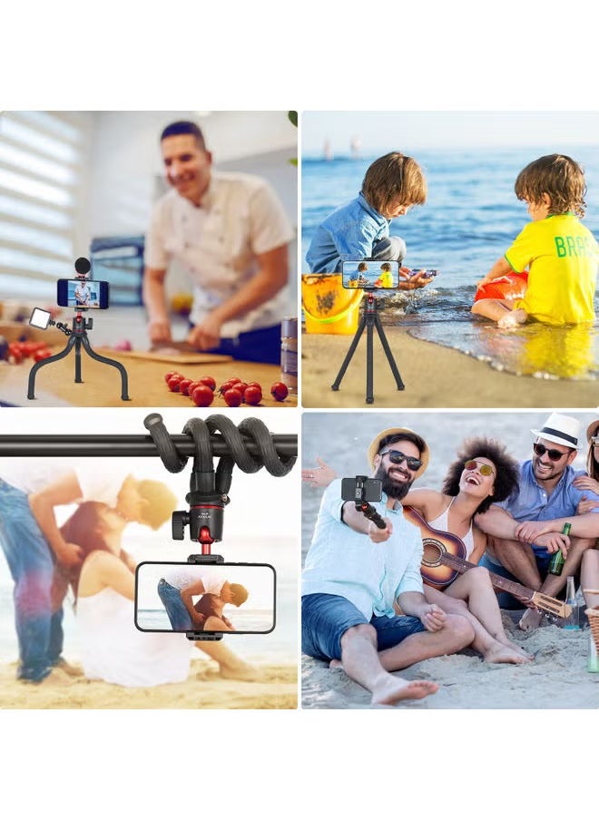 360° Rotatable Flexible Tripod Octopus Spider Stand Holder Head Red/Black