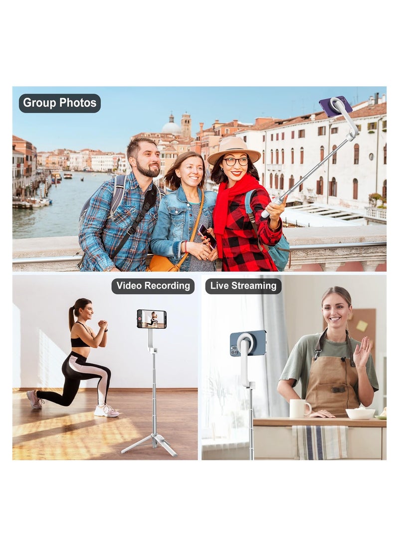 Magnetic Selfie Stick, 29 inch Extendable Cell Phone Tripod Stand with Remote, Flexible Travel Tripod, Portable Phone Holder for Video Recording, Selfies, for iPhone 14/13/12 & All Smartphones