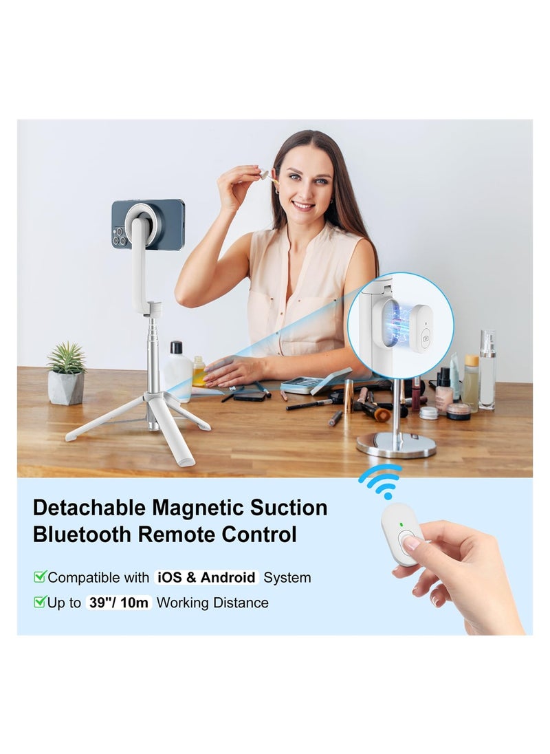 Magnetic Selfie Stick, 29 inch Extendable Cell Phone Tripod Stand with Remote, Flexible Travel Tripod, Portable Phone Holder for Video Recording, Selfies, for iPhone 14/13/12 & All Smartphones