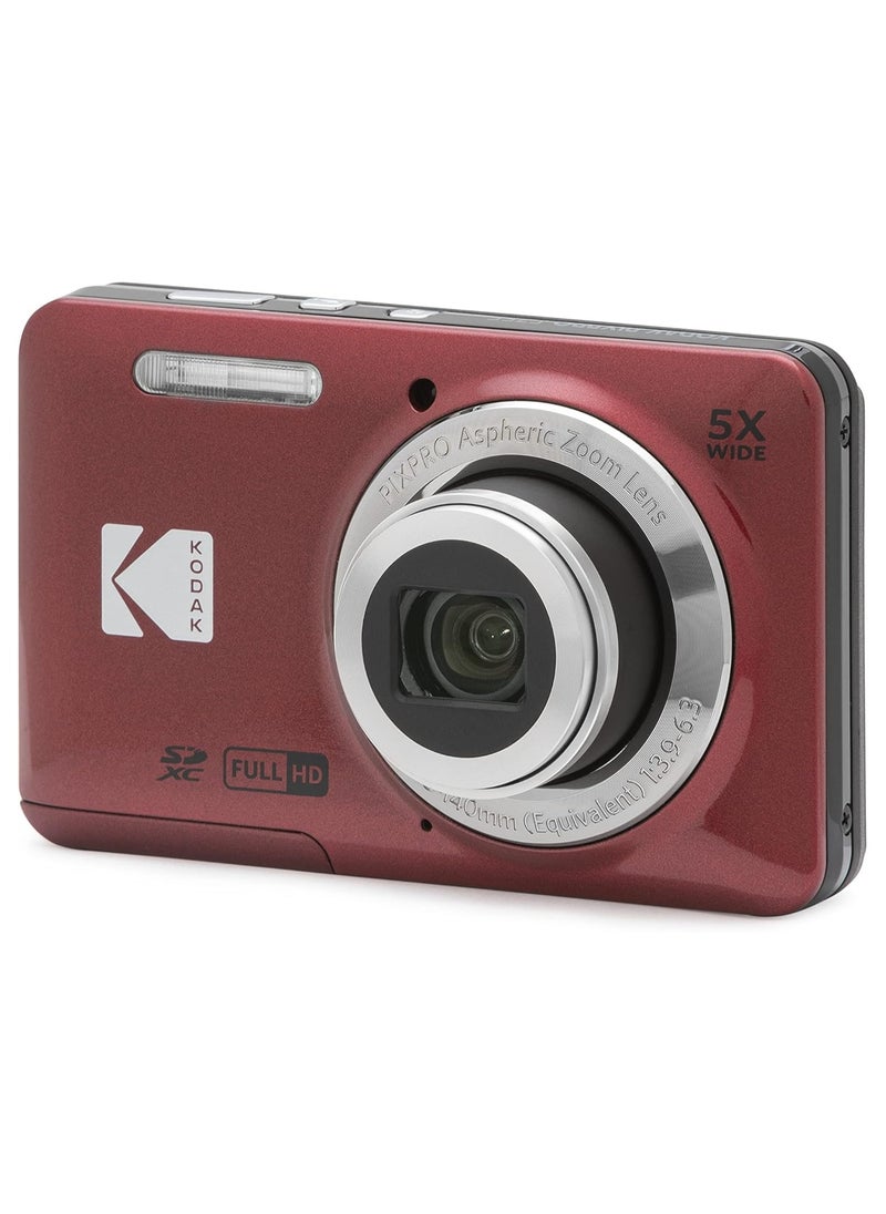 KODAK PIXPRO FZ55-RD 16MP Digital Camera 5X Optical Zoom 28mm Wide Angle 1080P Full HD Video 2.7