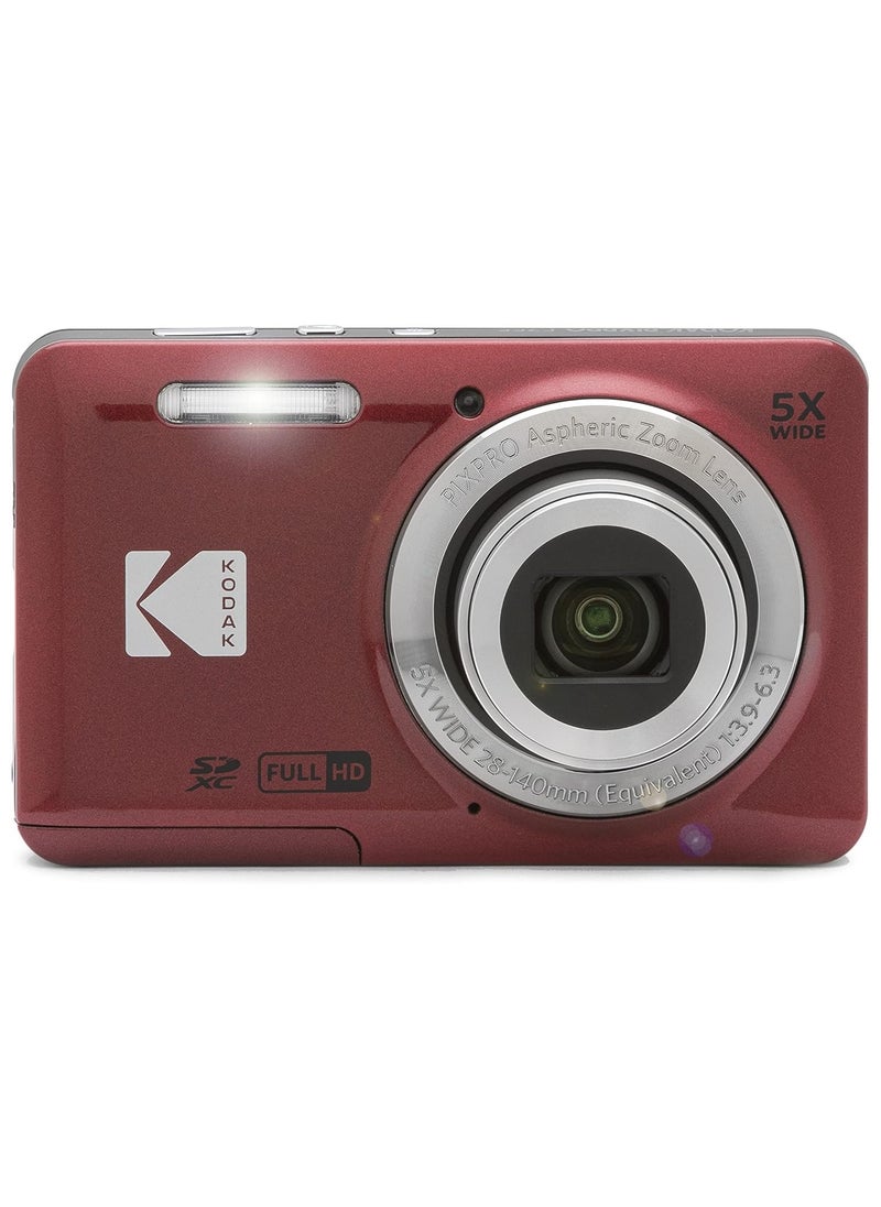 KODAK PIXPRO FZ55-RD 16MP Digital Camera 5X Optical Zoom 28mm Wide Angle 1080P Full HD Video 2.7