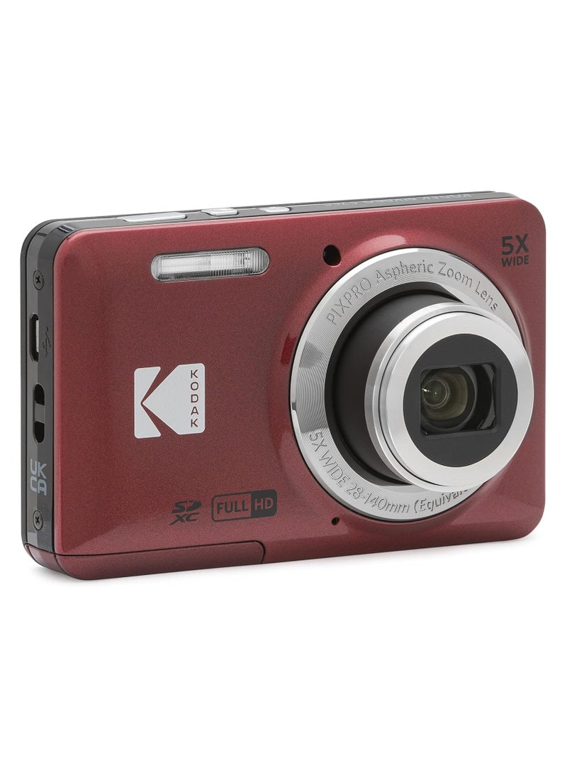 KODAK PIXPRO FZ55-RD 16MP Digital Camera 5X Optical Zoom 28mm Wide Angle 1080P Full HD Video 2.7